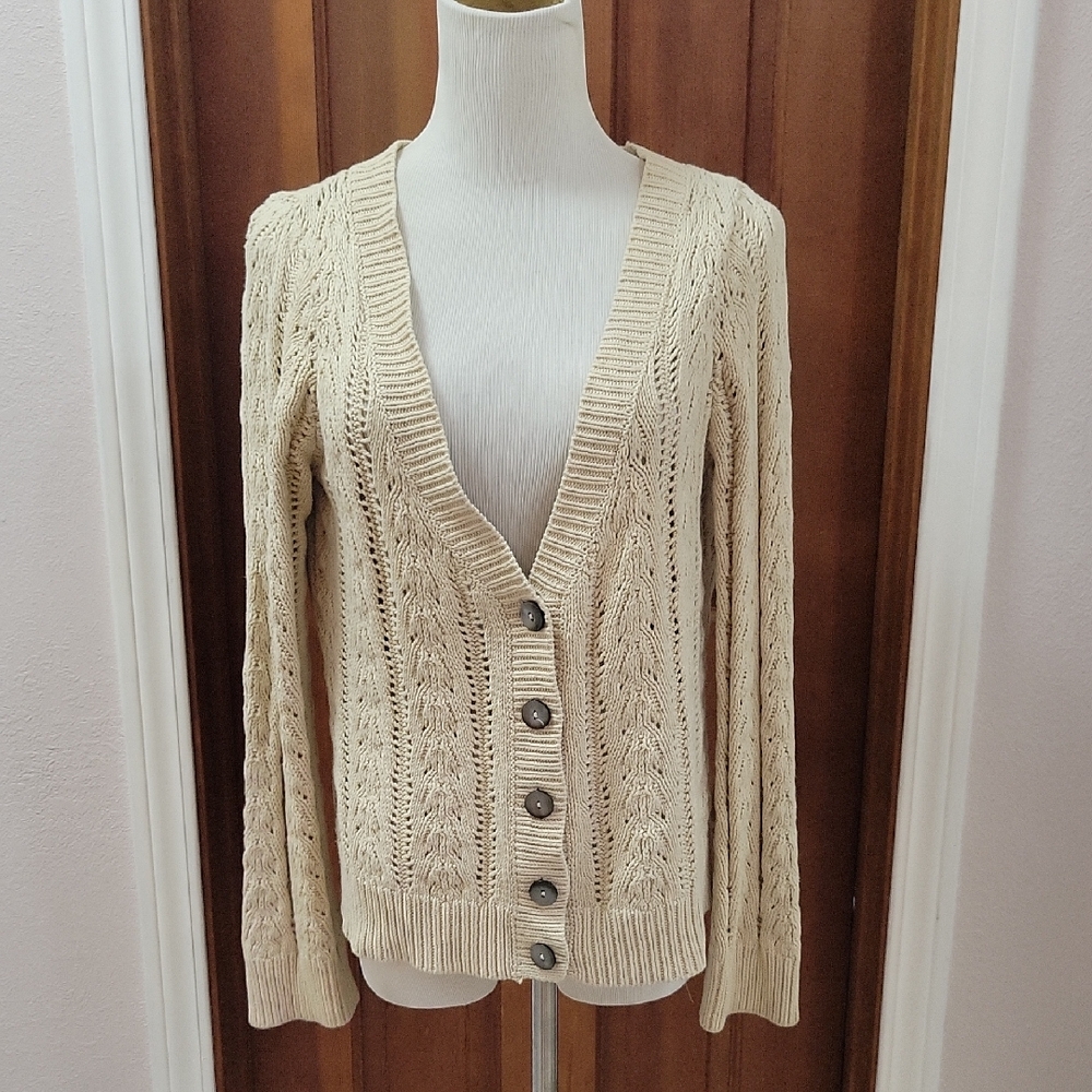 Nautica Women's Tan Button-Up Cardigan